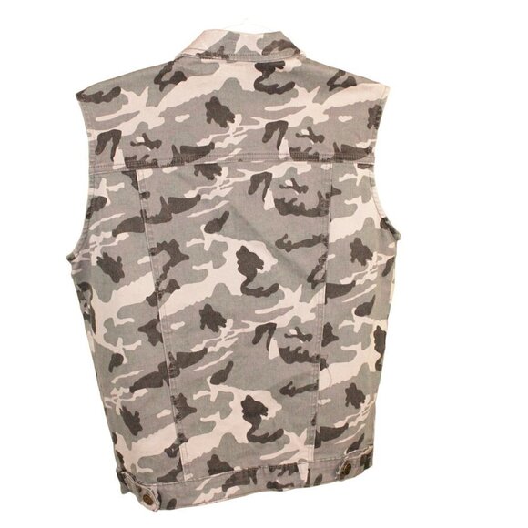 Turquoise Haven Grey Camo Denim Vest Small - Picture 2 of 6